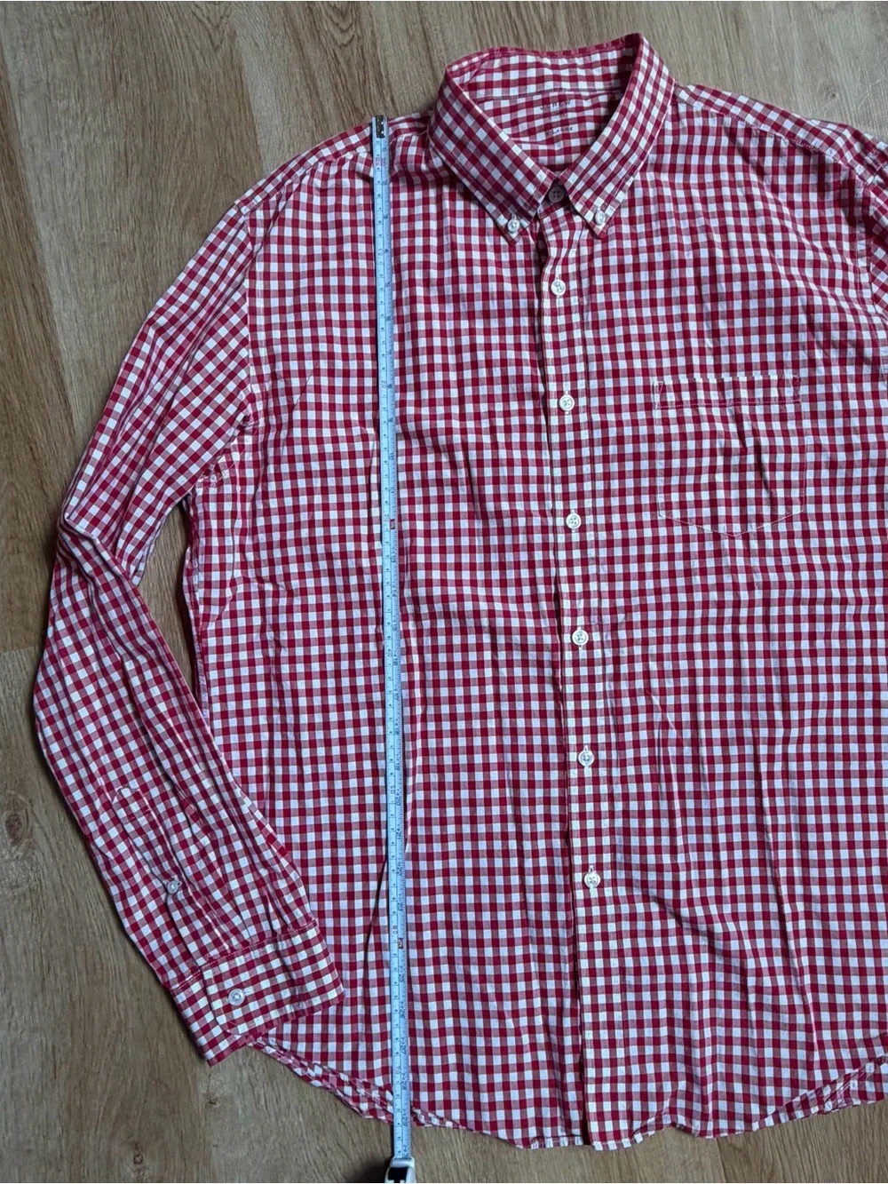 J, Crew Men's Shirt Red White Gingham Check Button Down Lightweight XL